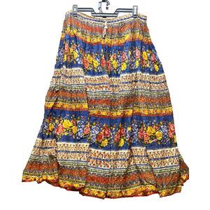 Basic Editions Skirt Womens Medium (38x35)‎ AOP Flower Boho Peasant Maxi Indie